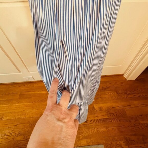 J. Crew Factory Tiered Ruffle Blue & White Stripe Midi Sundress 2 - Picture 7 of 7